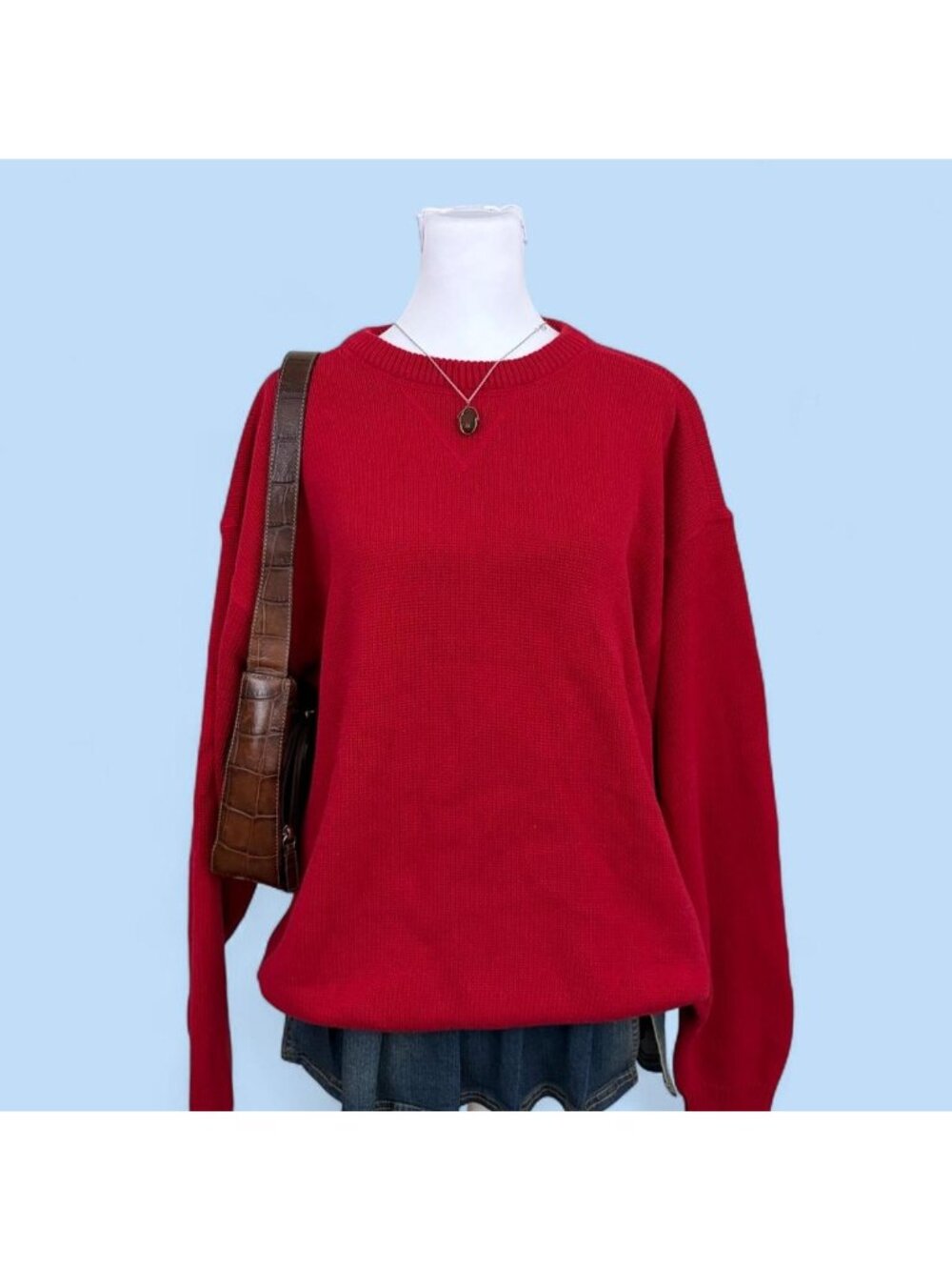y2k red crewneck capsule basic sweater